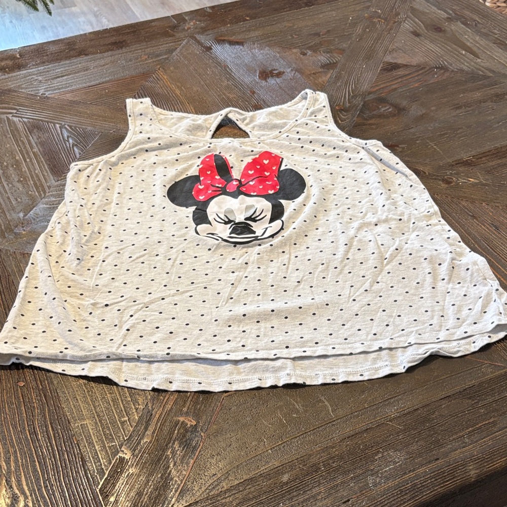 Disney Minnie Mouse womens Tank Top in Gray with Red Bow